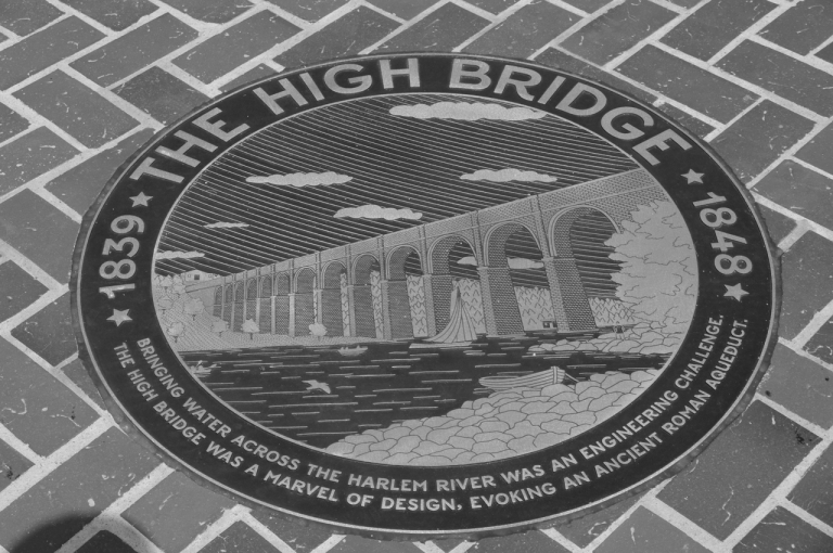 One of many commemorative plaques on the High Bridge.